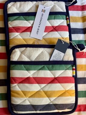 Bundle of TWO HBC Stripes Potholders. New with tags.